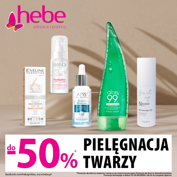 hebe: pielęgnacja twarzy do -50%