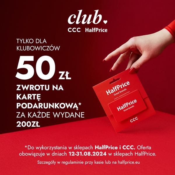 HalfPrice: 50 zł zwrotu na kartę podarunkową