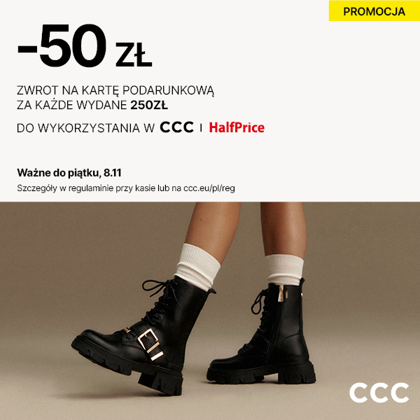 CCC: 50 zł zwrot na Kartę Podarunkową