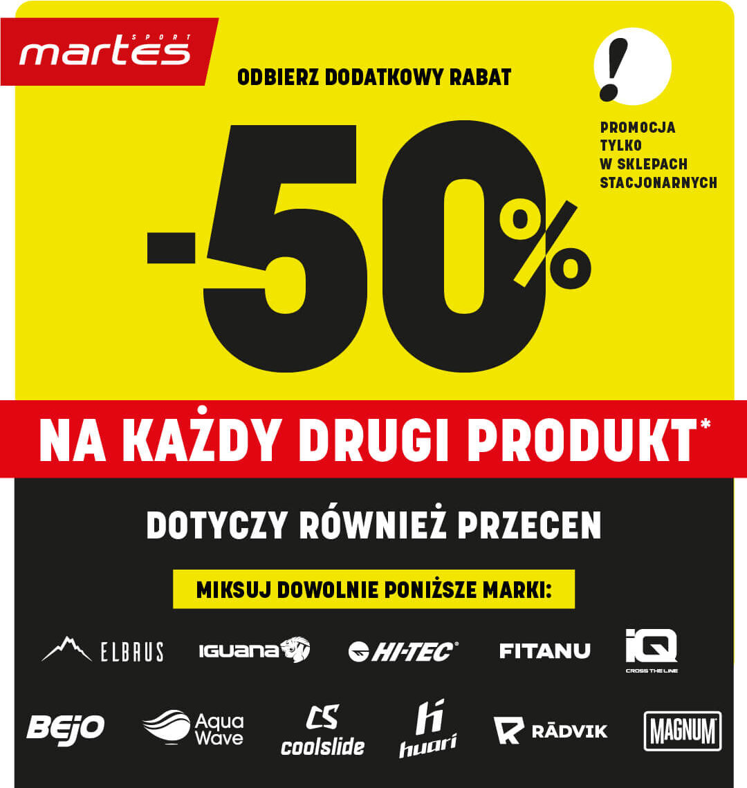 Martes Sport: PROMOCJA -50% NA KAŻDY DRUGI PRODUKT