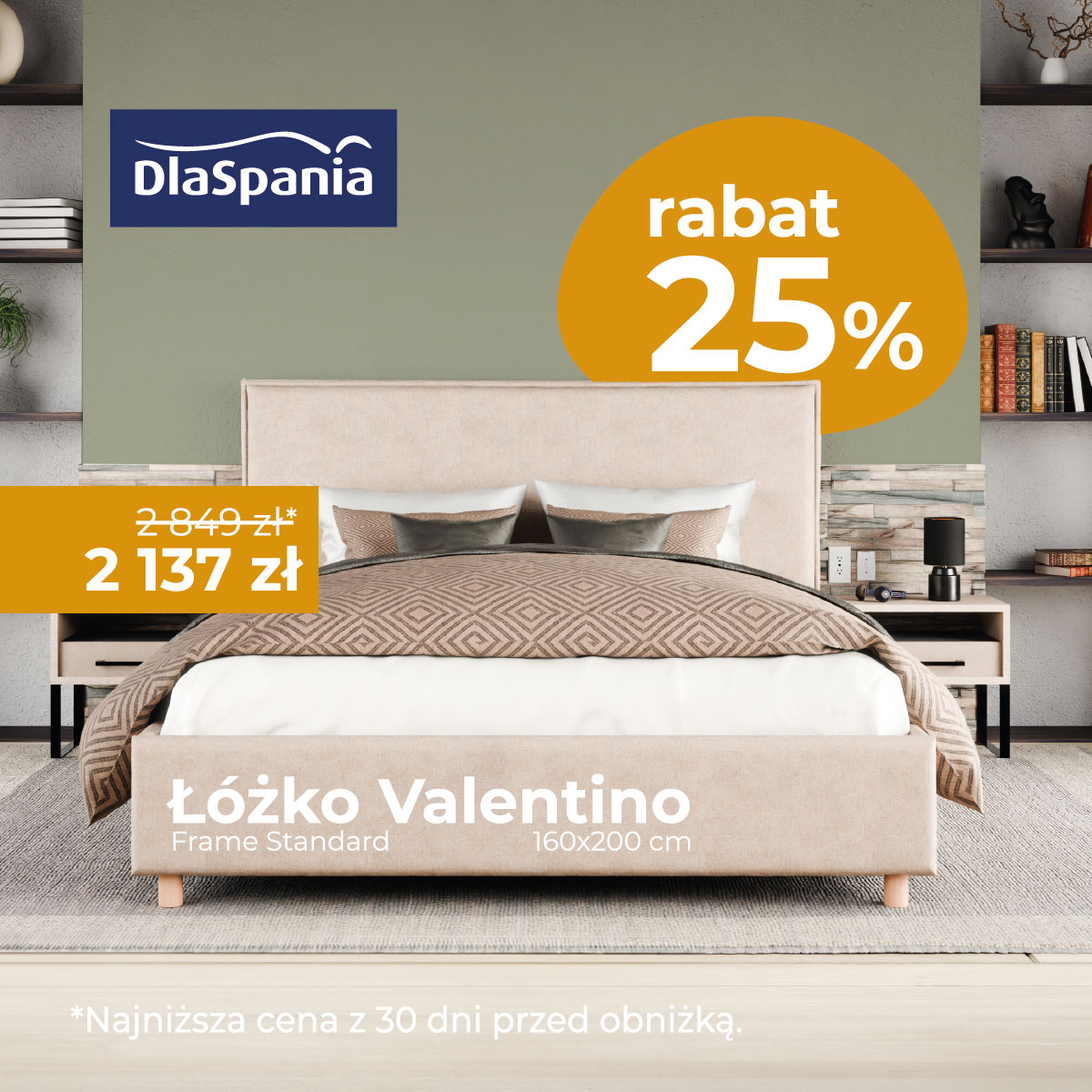 DlaSpania: Bestsellerowy model łóżka Valentino Frame Standard