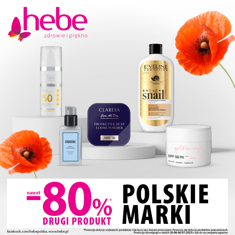Hebe: Polskie Marki nawet - 80% na drugi produkt