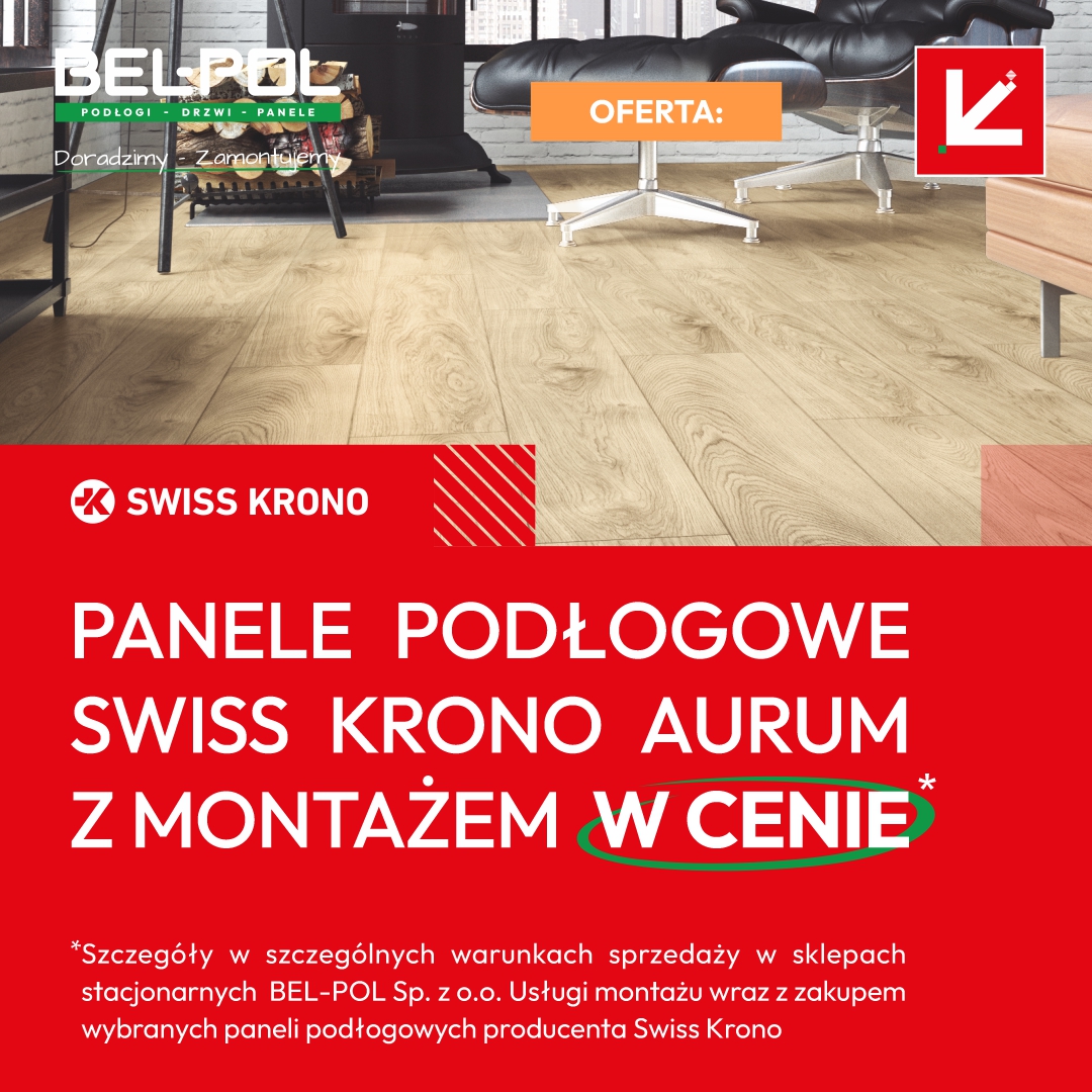 WYBRANE KOLEKCJE PANELI PODŁOGOWYCH SWISS KRONO AURUM Z MONTAŻEM W CENIE.